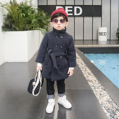 Palton pentru copii stilat pentru baieti cu curea in trei culori