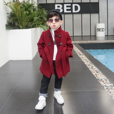 Palton pentru copii stilat pentru baieti cu curea in trei culori