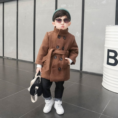 Palton pentru copii stilat pentru baieti cu curea in trei culori