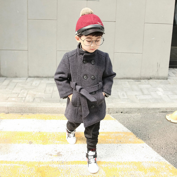 Palton pentru copii stilat pentru baieti cu curea in trei culori