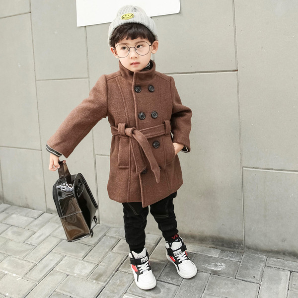 Palton pentru copii stilat pentru baieti cu curea in trei culori