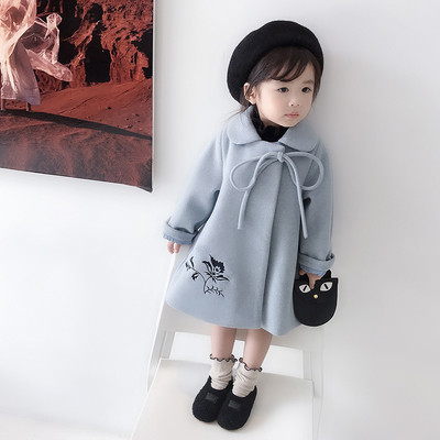 Стилно детско палто за момичета с бродерия в два цвята