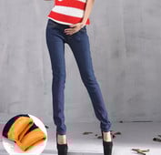 Blugi casual pentru gravide cu captuseala albastra si neagra