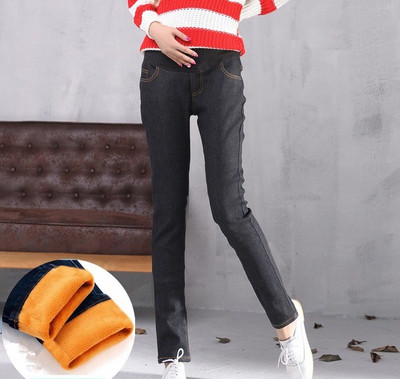 Blugi casual pentru gravide cu captuseala albastra si neagra