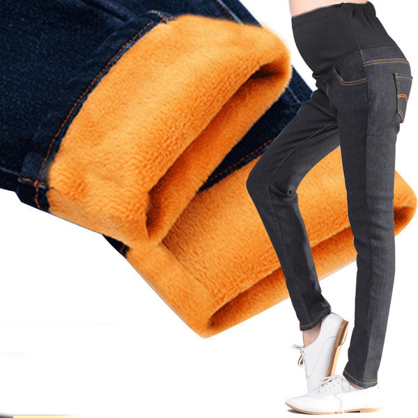 Blugi casual pentru gravide cu captuseala albastra si neagra