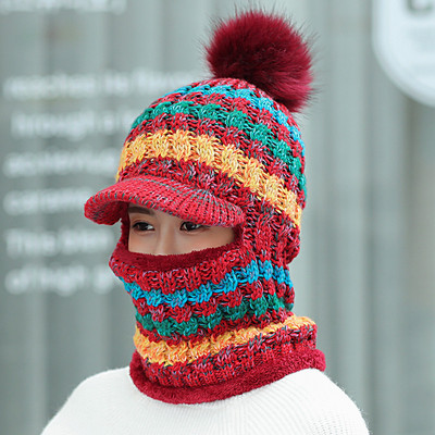 Χειμερινό γυναικείο καπέλο με χνούδι σε διάφορα χρώματα