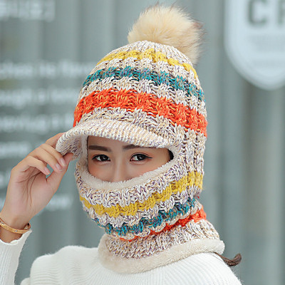 Χειμερινό γυναικείο καπέλο με χνούδι σε διάφορα χρώματα