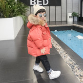 Модерно зимно детско яке за момчета с качулка и пух в два цвята