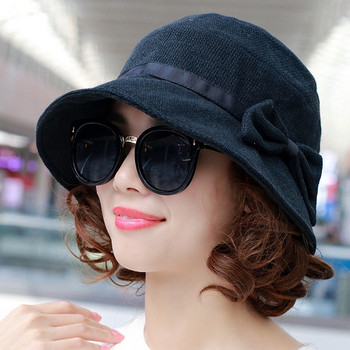 Елегантна дамска шапка с панделка в различни цветове