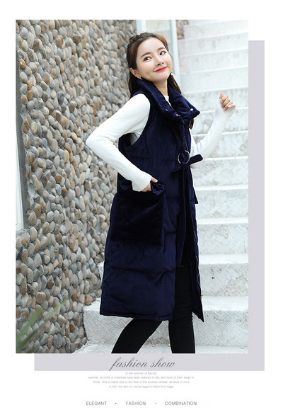 ХИТ Актуален дамски елек широк модел с големи джобове и висока яка в три цвята