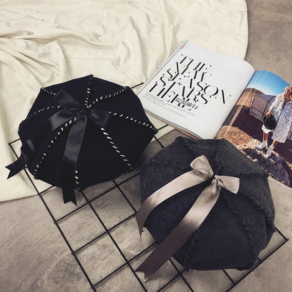 Palarie eleganta de dama cu panglica in patru culori