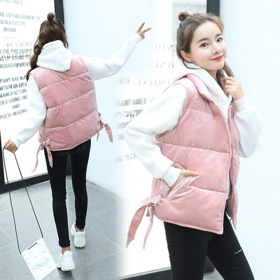 Ежедневен дамски елек с елемент връзки къс модел в няколко цвята