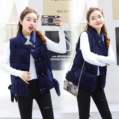 Ежедневен дамски елек с елемент връзки къс модел в няколко цвята