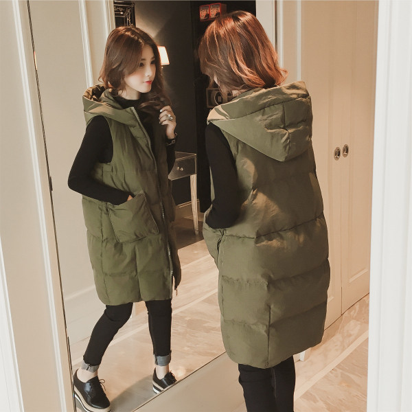 Καθημερινό κομψό γυναικείο γιλέκο σε μακρύ σχέδιο με μεγάλες τσέπες και κουκούλα σε διάφορα χρώματα