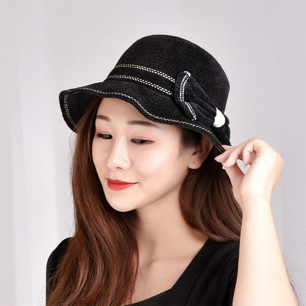 Palarie moderna de dama in patru culori cu panglica