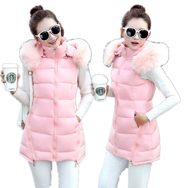 NOU Vestă actuală de damă cu puf și inscripții colorate în două culori