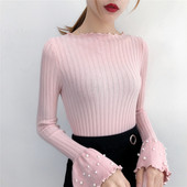 Γυναικείο κομψό πουλόβερ σε διάφορα χρώματα με διακοσμητικά μαργαριτάρια