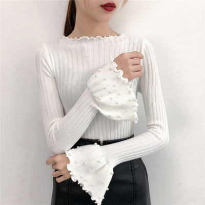 Γυναικείο κομψό πουλόβερ σε διάφορα χρώματα με διακοσμητικά μαργαριτάρια