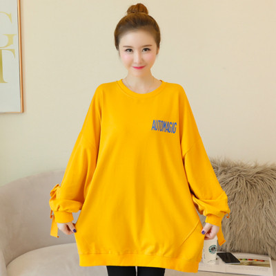 Суичър за бременни жени с надпис и връзки в три цвята