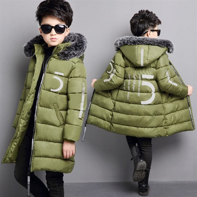 Зимно детско яке за момчета с качулка и пух в два цвята