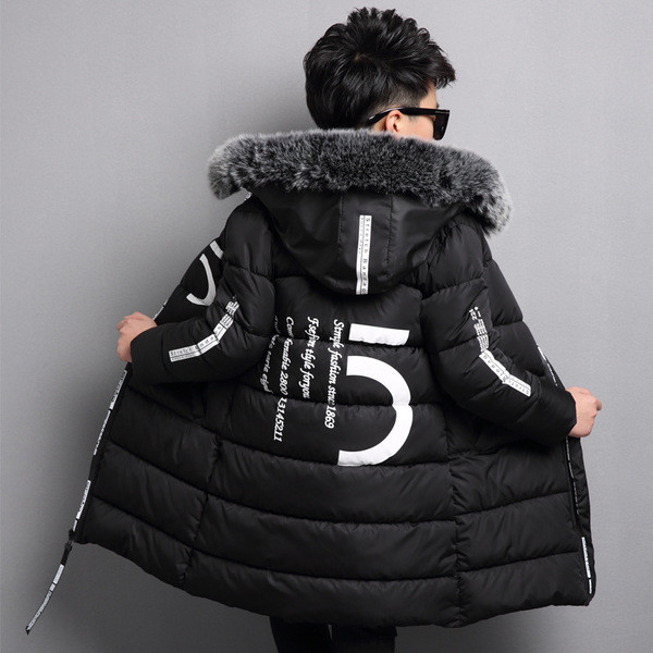 Зимно детско яке за момчета с качулка и пух в два цвята