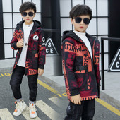 Модерно детско яке за момчета с качулка в два цвята