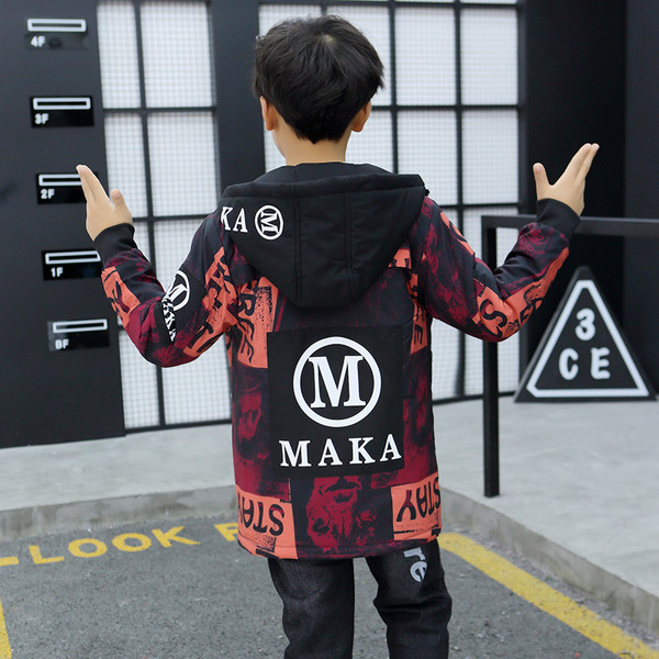 Модерно детско яке за момчета с качулка в два цвята