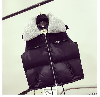 Модерен дамски елек къс модел с мека яка в няколко цвята