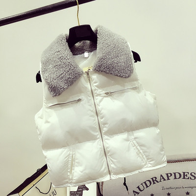 Модерен дамски елек къс модел с мека яка в няколко цвята