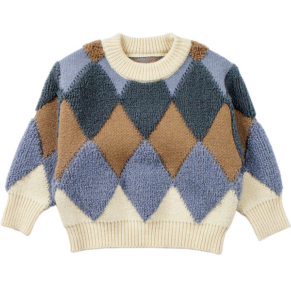 Παιδικό πουλόβερ  για αγόρια με κολάρο σε σχήμα O