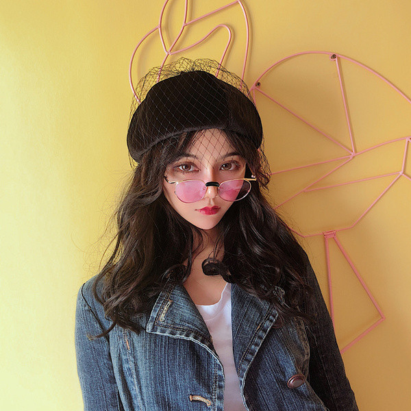 Palarie eleganta de dama cu plasa in mai multe culori