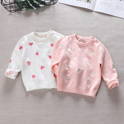 Модерна детска блуза за момичета с цветна бродерия в бял и розов цвят 