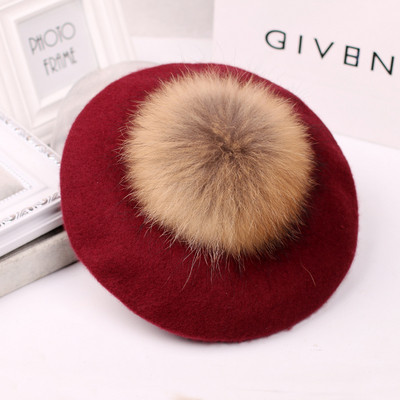 Pălărie groasă de damă modernă cu puf în mai multe culori