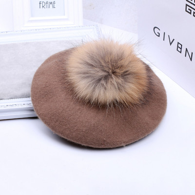 Pălărie groasă de damă modernă cu puf în mai multe culori