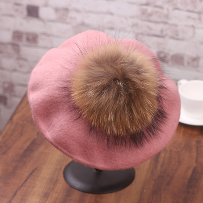 Pălărie groasă de damă modernă cu puf în mai multe culori