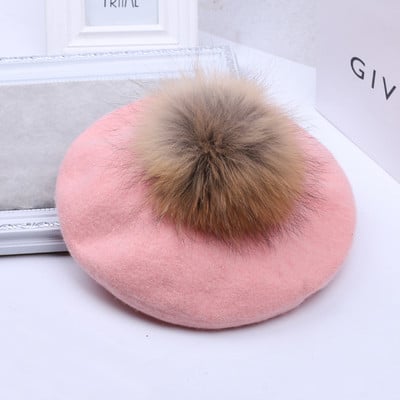 Pălărie groasă de damă modernă cu puf în mai multe culori