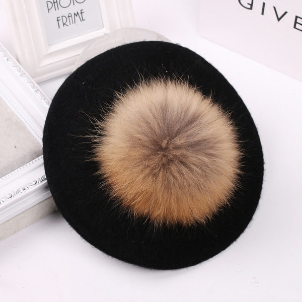 Pălărie groasă de damă modernă cu puf în mai multe culori