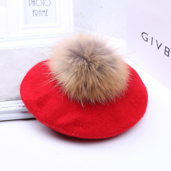 Pălărie groasă de damă modernă cu puf în mai multe culori