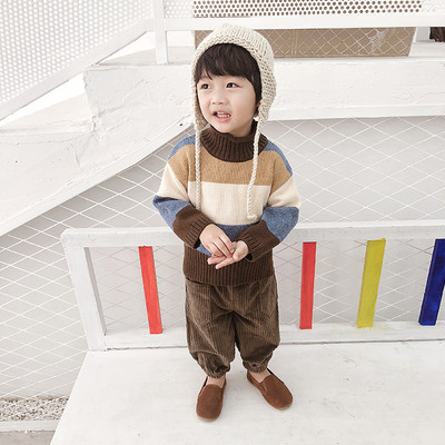 Pulover moale pentru copii pentru baieti cu guler inalt