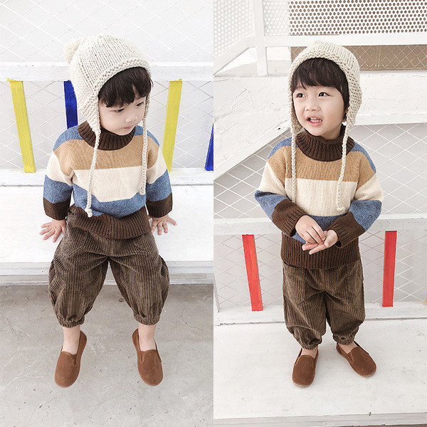 Pulover moale pentru copii pentru baieti cu guler inalt