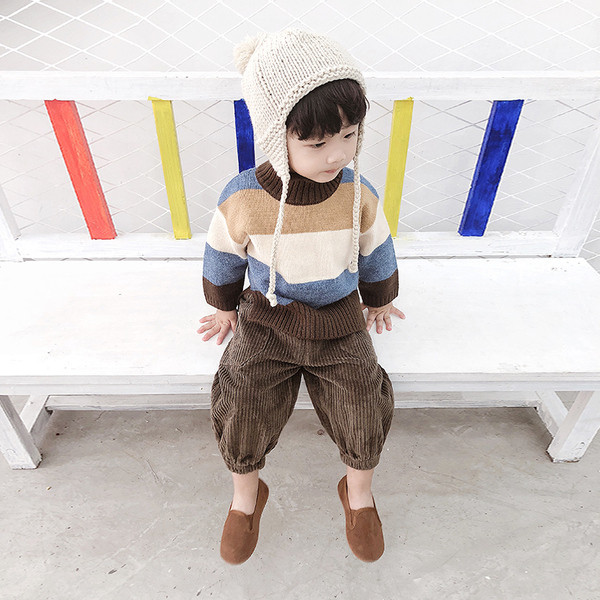 Pulover moale pentru copii pentru baieti cu guler inalt