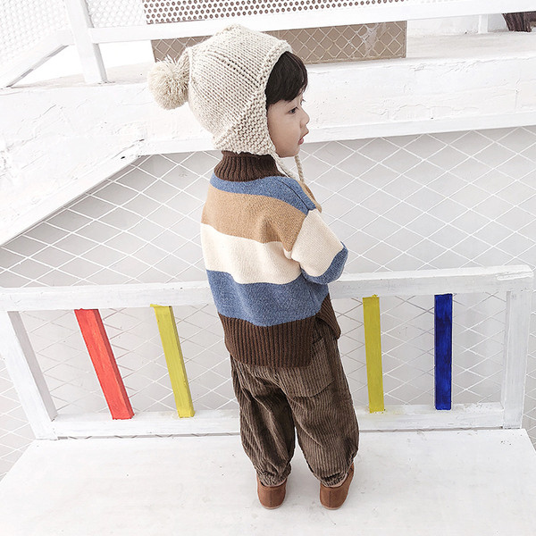 Pulover moale pentru copii pentru baieti cu guler inalt