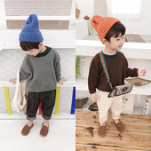 Alkalmi gyerekpulóver fiúknak szürke és barna színben