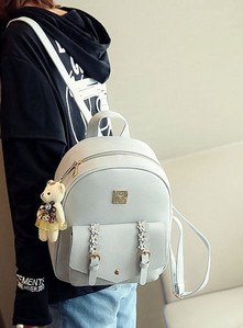 Модерна дамска раница от еко кожа с декорация в няколко цвята