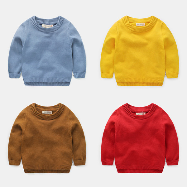 Изчистен модел детски пуловер за момчета в няколко цвята