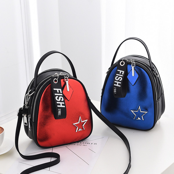 Модерна дамска раница с метален елемент в няколко цвята