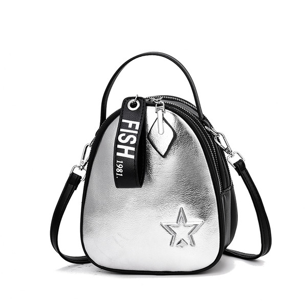 Модерна дамска раница с метален елемент в няколко цвята