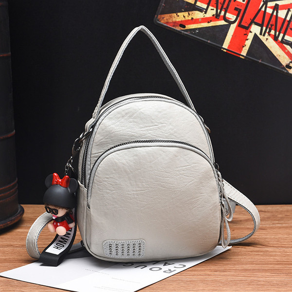 Модерна дамска раница от еко кожа с декоративен елемент в няколко цвята