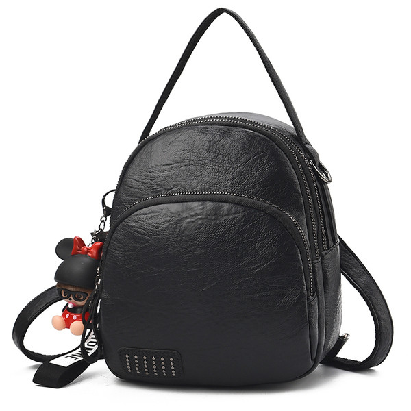 Модерна дамска раница от еко кожа с декоративен елемент в няколко цвята