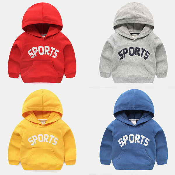 Hanorac sport pentru copii pentru baieti cu inscriptie si gluga in mai multe culori